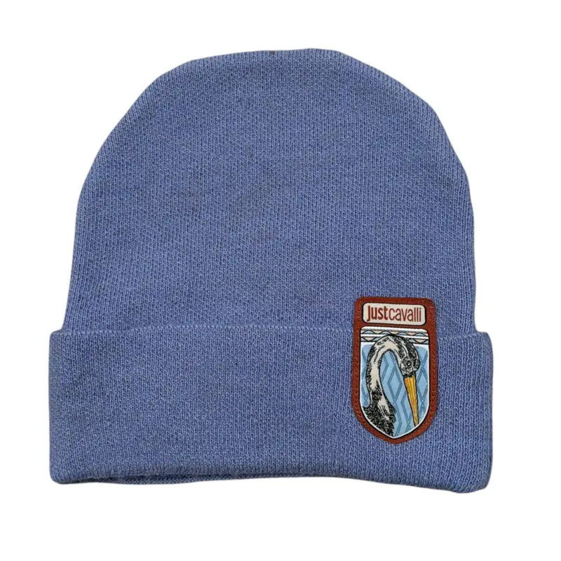 Just Cavalli Cappello tinta unita In Maglia Azzurro per Bambino
