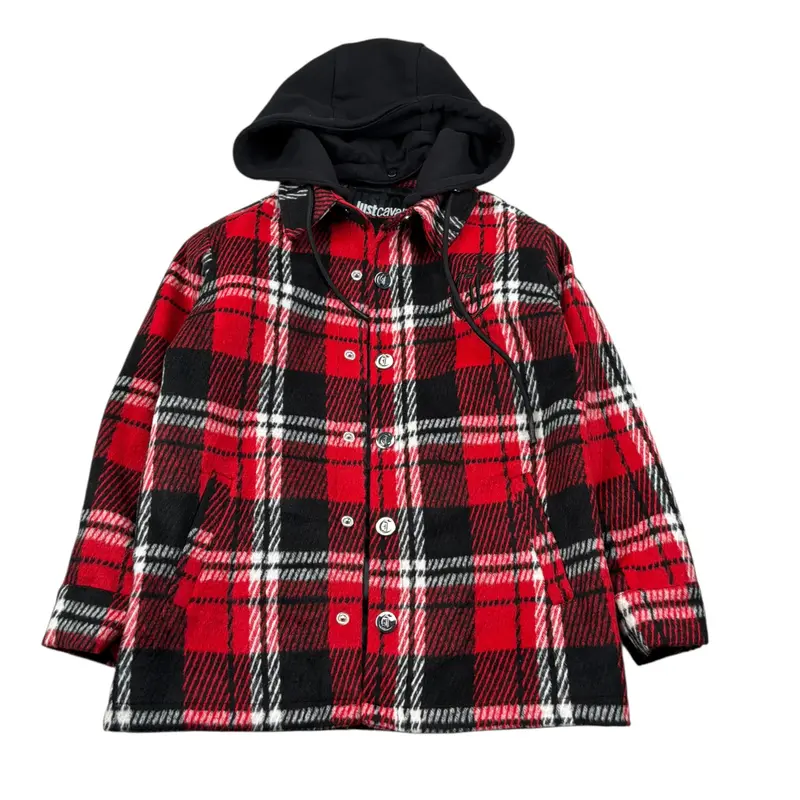 Just Cavalli Cappotto Stampa Fantaisa con Cappuccio Rosso per Bambino