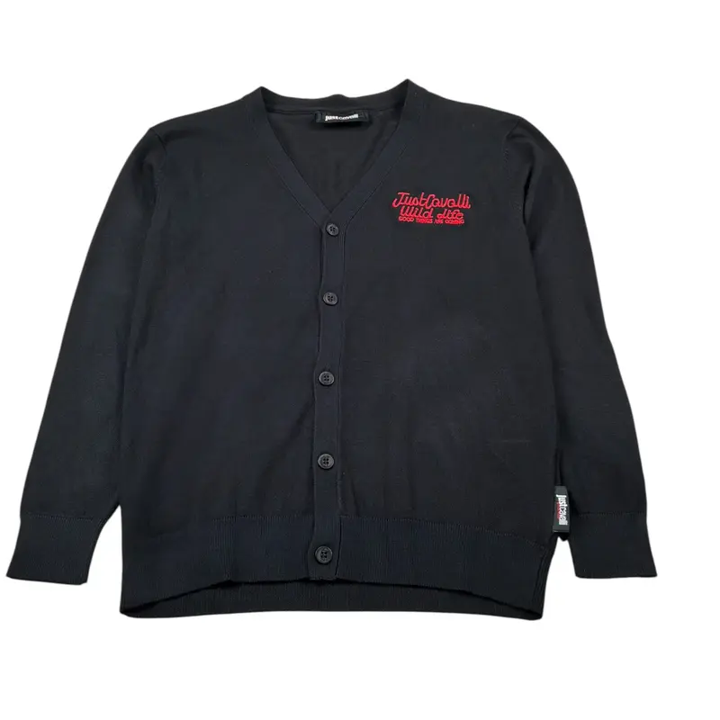 Just Cavalli Cardigan Tinta Jnita con Logo Nero per Bambino