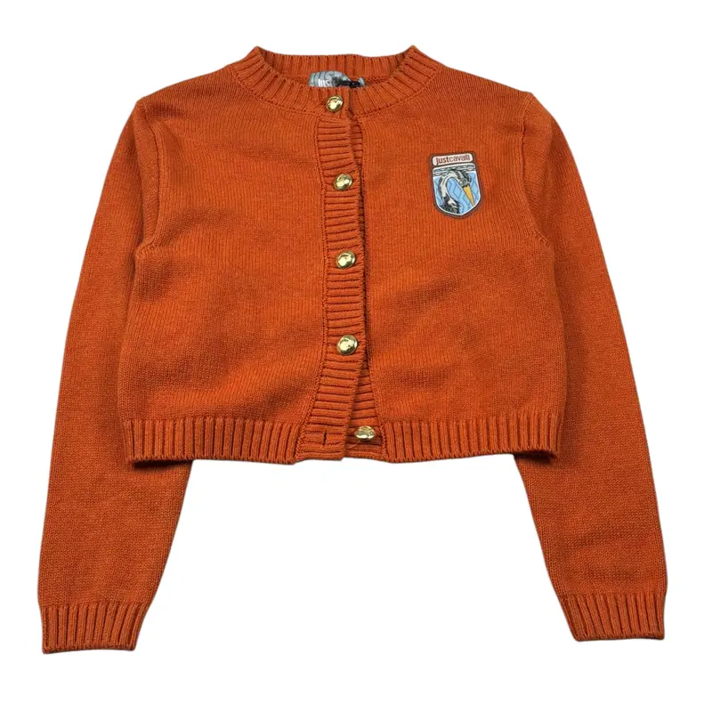 Just Cavalli Cardigan tinta unita con Logo Arancione per Bambina