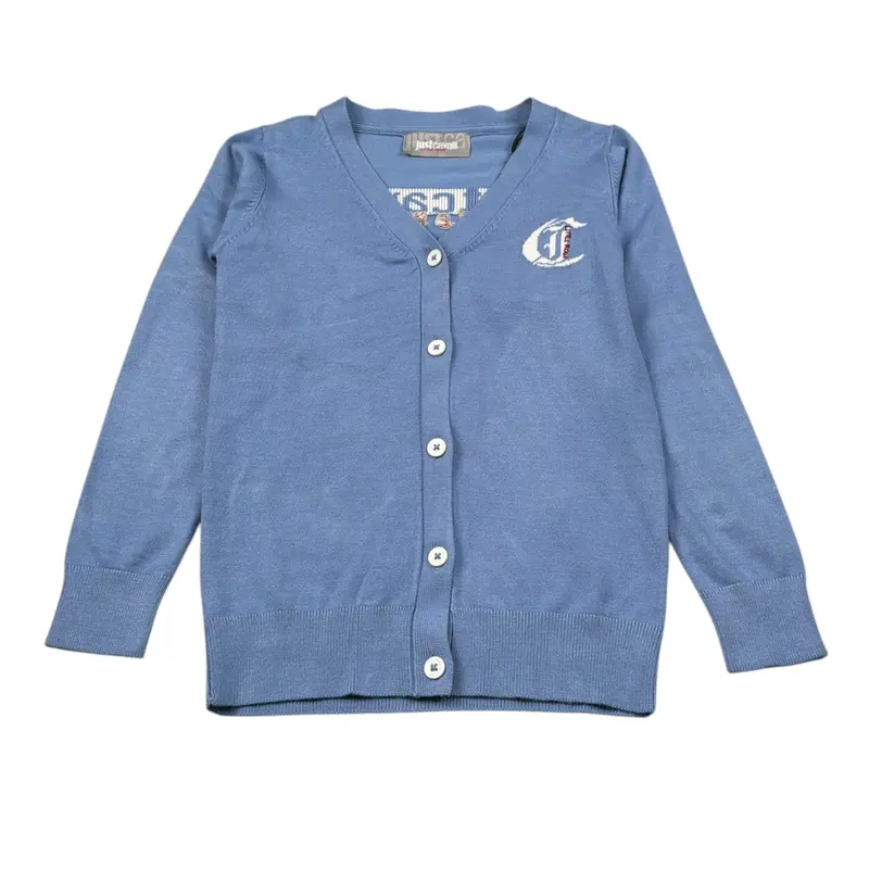 Just Cavalli Cardigan tinta unita con Logo Azzurro per Bambina