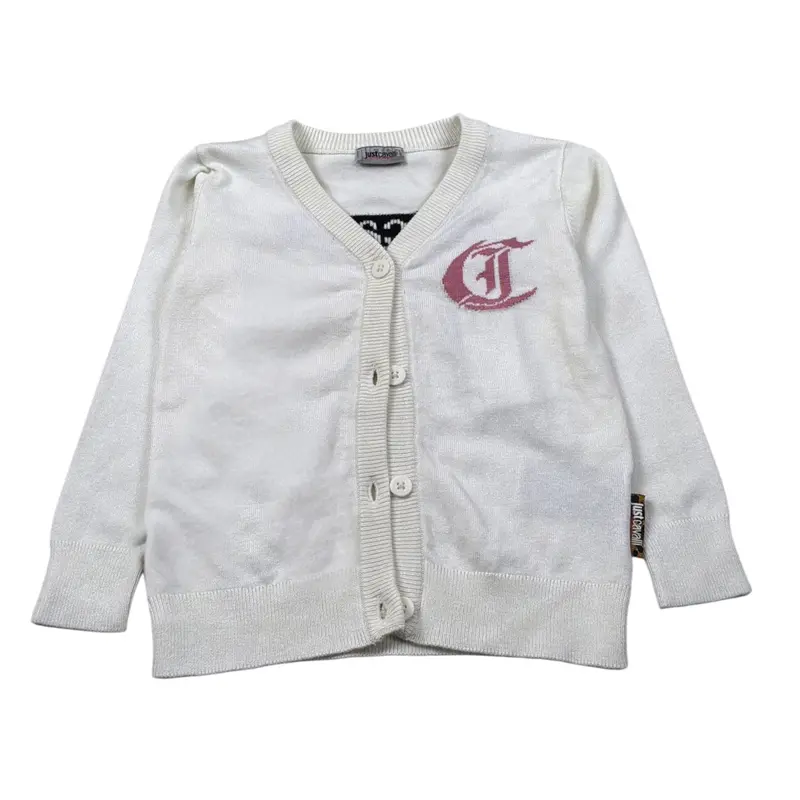 Just Cavalli Cardigan tinta unita con Logo Panna per Neonata