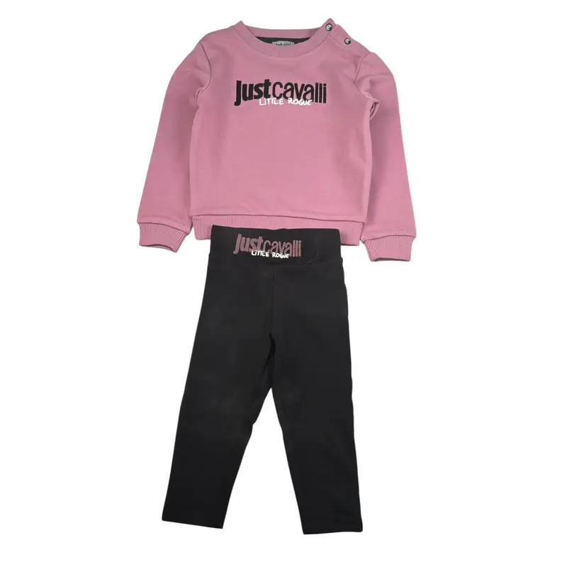 Just Cavalli Completo 2Pz Felpa-Leggins Bicolore Rosa per Neonata