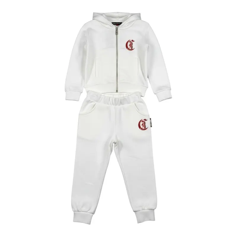 Just Cavalli Completo 2Pz Felpa-Pantalone Bianco per Neonato