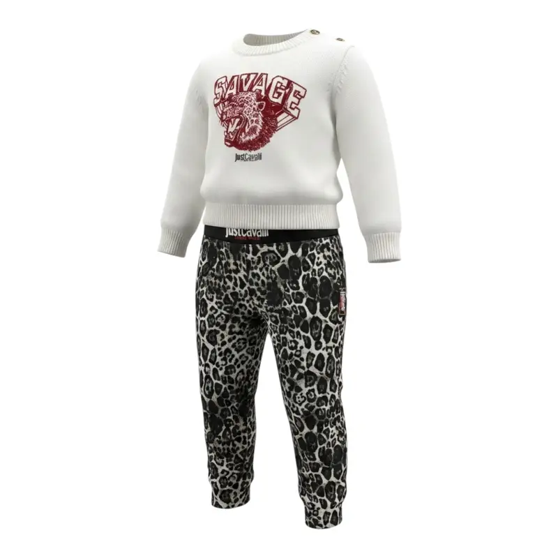 Just Cavalli Completo 2Pz Maglia-Leggins Bicolore Bianco per Neonata