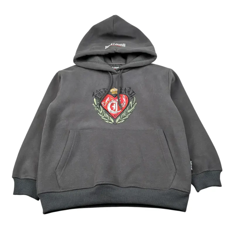 Just Cavalli Felpa Chiusa con Cappuccio tinta unita Grigio per Bambino