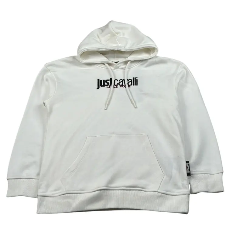 Just Cavalli Felpa Chiusa con Cappuccio tinta unita Panna per Bambino