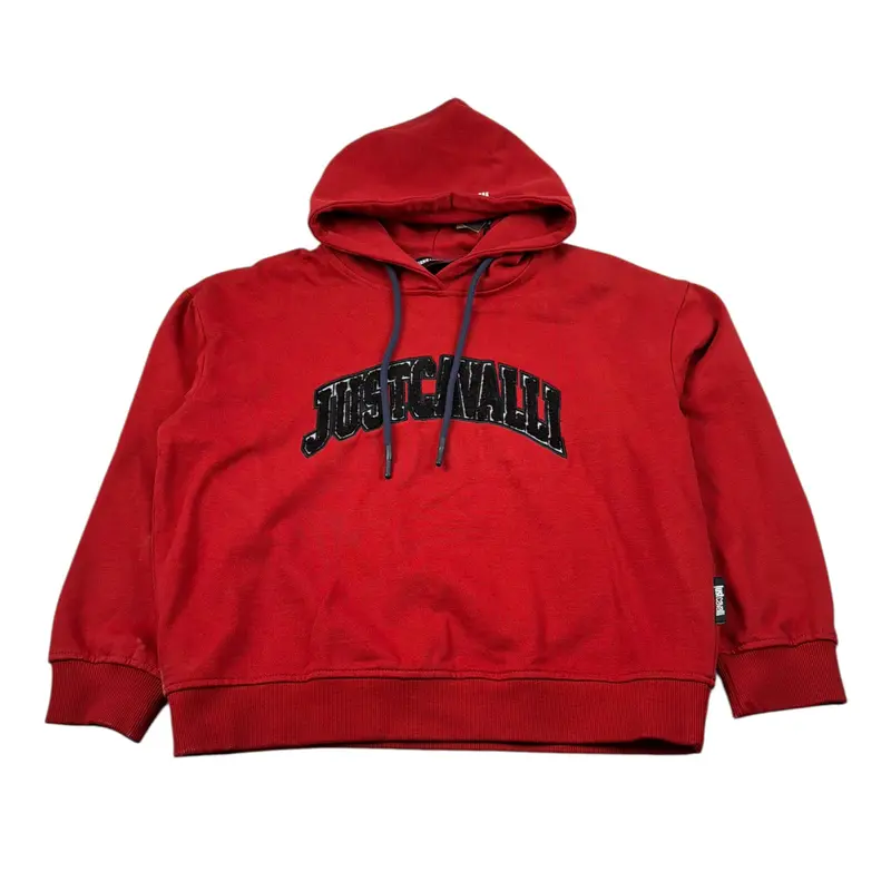 Just Cavalli Felpa Chiusa con Cappuccio tinta unita Rosso per Bambino