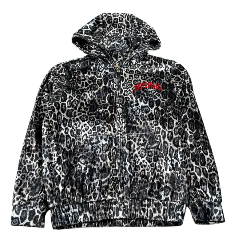 Just Cavalli Felpa con Zip E Cappuccio Fantasia Maculata Beige per Bambina