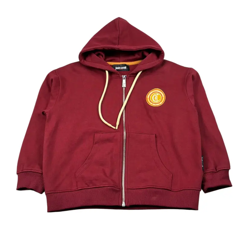Just Cavalli Felpa con Zip E Cappuccio Tinta Bordeaux per Bambino