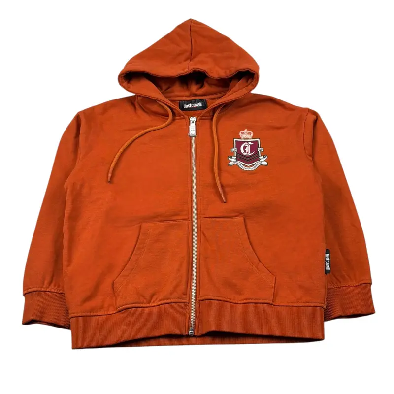 Just Cavalli Felpa con Zip E Cappuccio tinta unita Arancione per Bambino