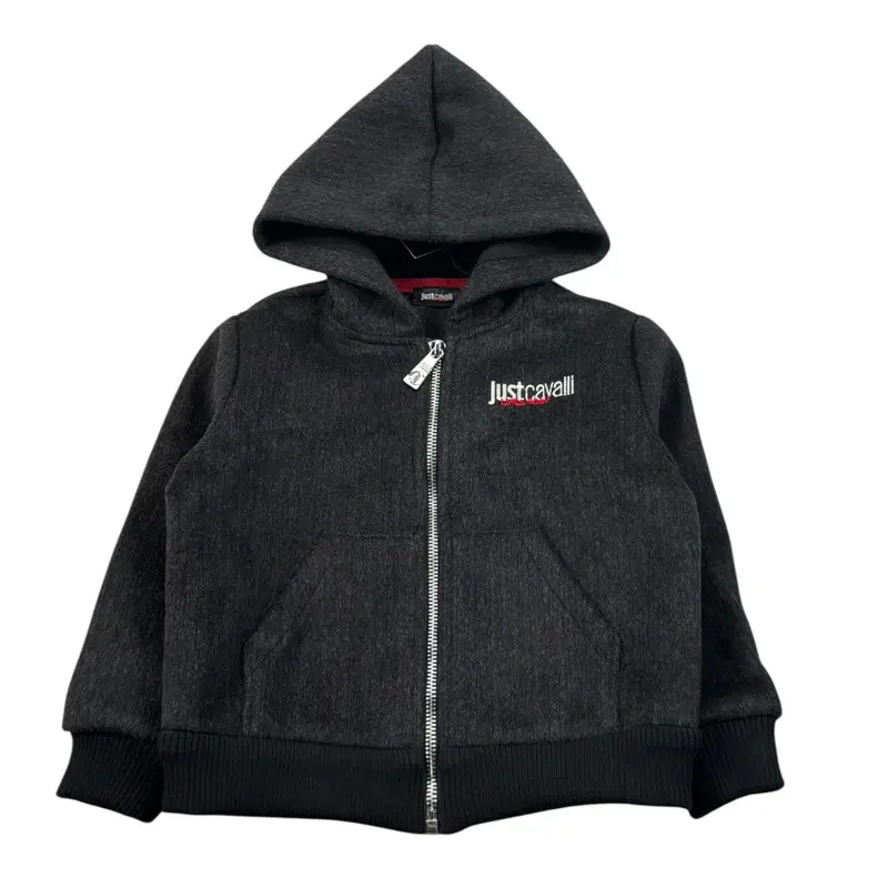 Just Cavalli Felpa con Zip E Cappuccio tinta unita Nero per Neonato