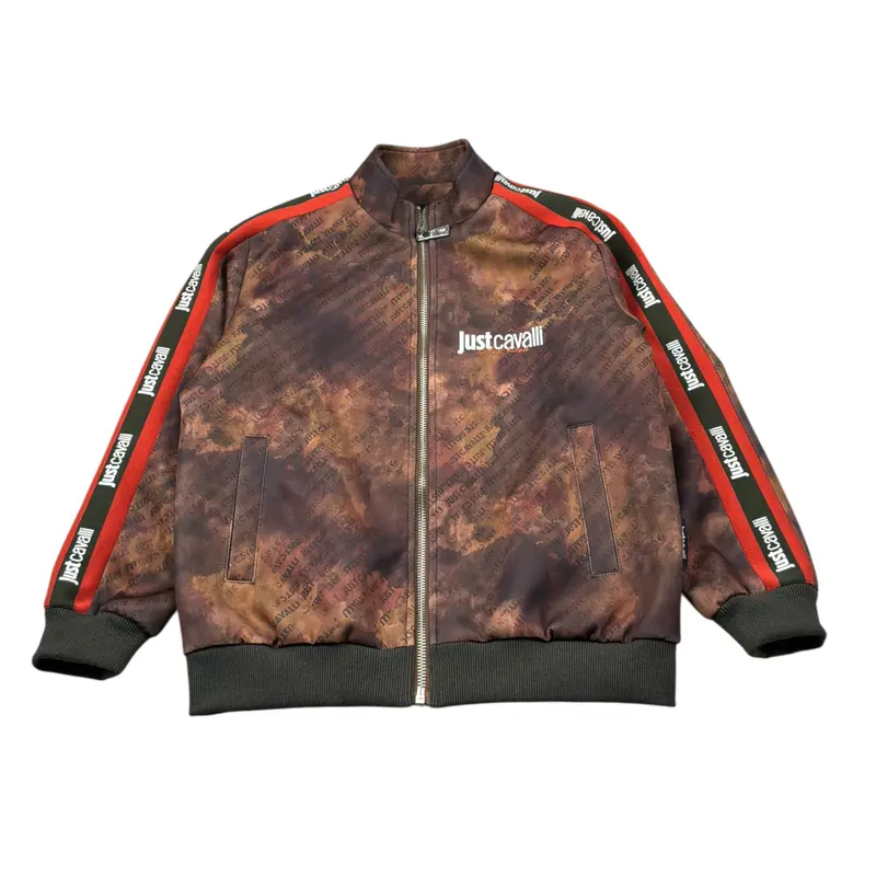 Just Cavalli Felpa con Zip Stampa Fantaisa Marrone per Bambino