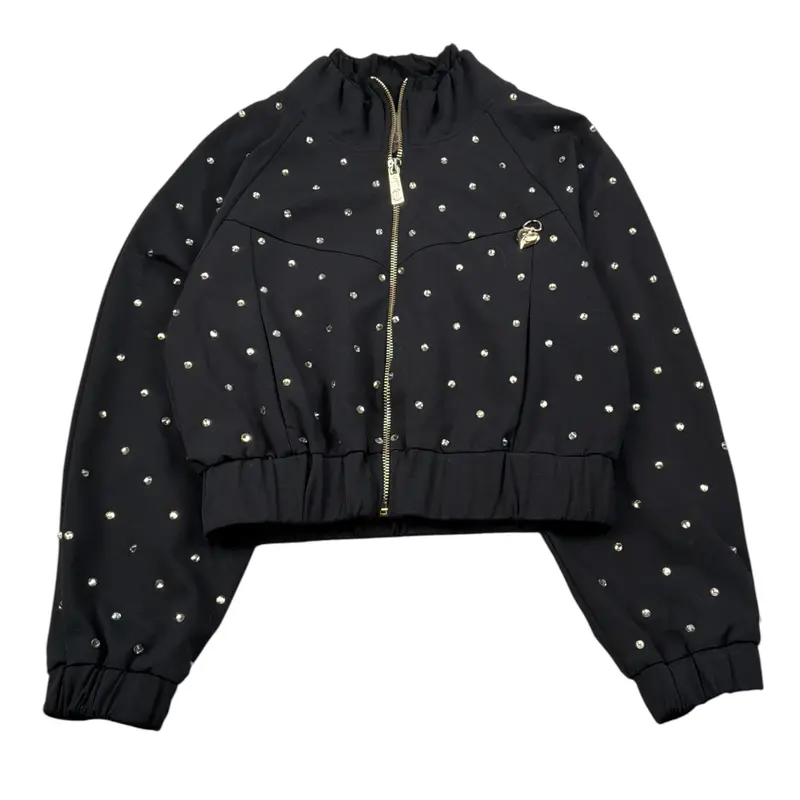 Just Cavalli Felpa con Zip tinta unita con Brillantini Nero per Bambina