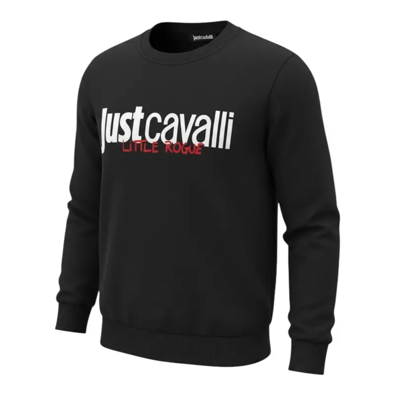 Just Cavalli Felpa tinta unita con Stampa Nero per Bambino