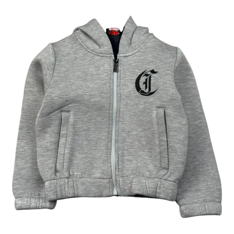 Just Cavalli Felpa tinta unita con Zip E Cappuccio Grigio per Neonato