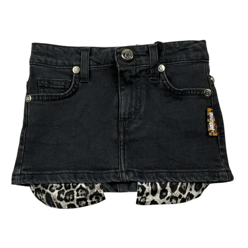 Just Cavalli Gonna In Denim tinta unita Nero per Neonata