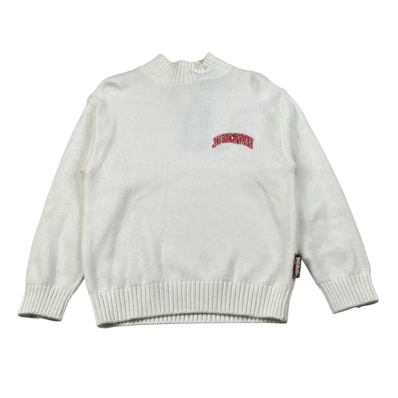 Just Cavalli Maglia Mezzo Collo tinta unita con Ricamo Logo Panna per Bambina