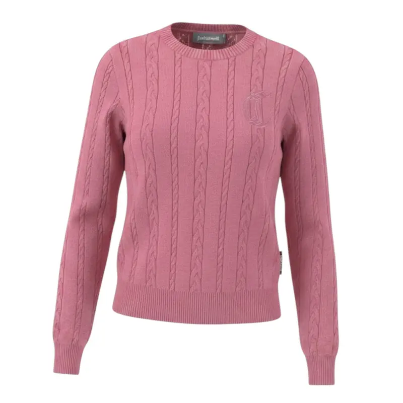 Just Cavalli Maglia tinta unita con Logo Rosa per Bambina