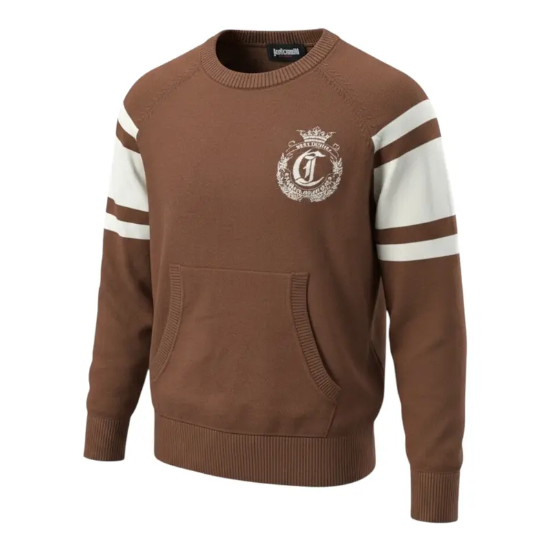 Just Cavalli Maglia tinta unita con Stampa Marrone per Bambino