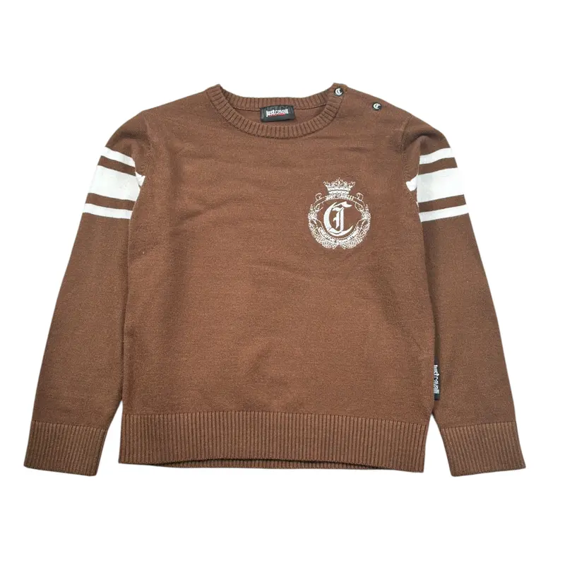 Just Cavalli Maglia tinta unita con Stampa Marrone per Neonato
