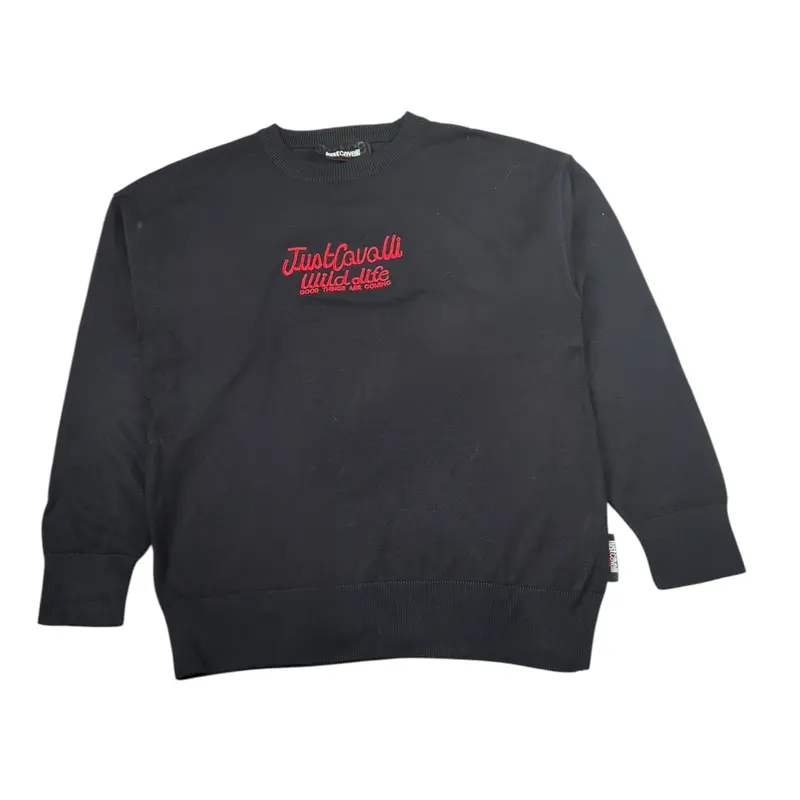 Just Cavalli Maglia tinta unita con Stampa Nero per Bambina