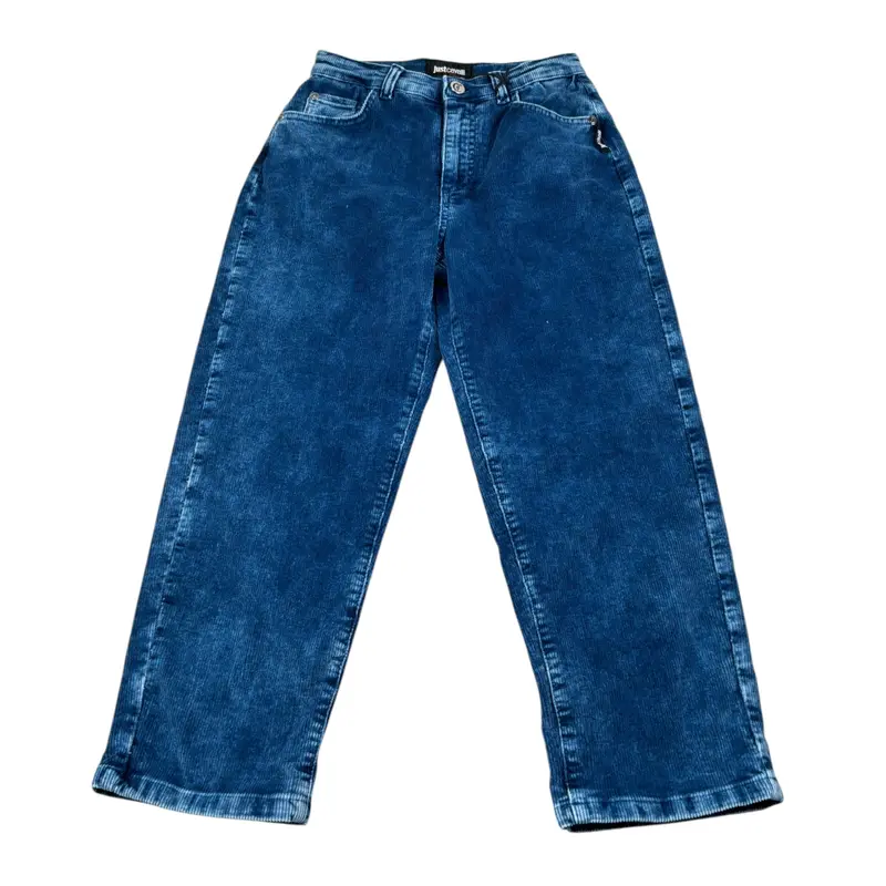 Just Cavalli Pantalone tinta unita con Girovita Regolabile Blu per Bambino