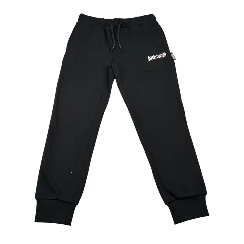 Just Cavalli Pantalone Tuta tinta unita con Logo Nero per Bambino