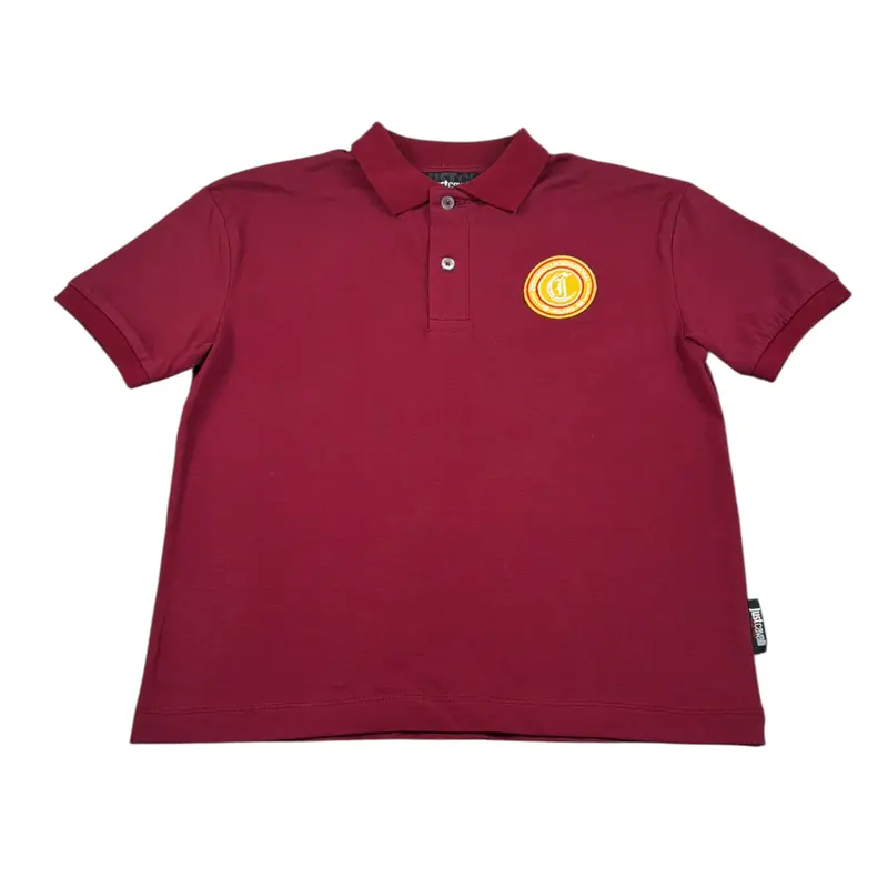 Just Cavalli Polo Mezza Manica tinta unita con Logo Bordeaux per Bambino