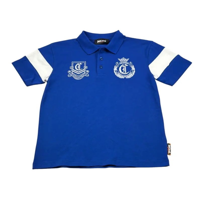 Just Cavalli Polo Mezza Manica tinta unita con Logo Cobalto per Bambino