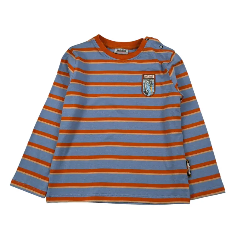 Just Cavalli Shirt Bicolore con Fantasia A Righe Azzurro per Neonato