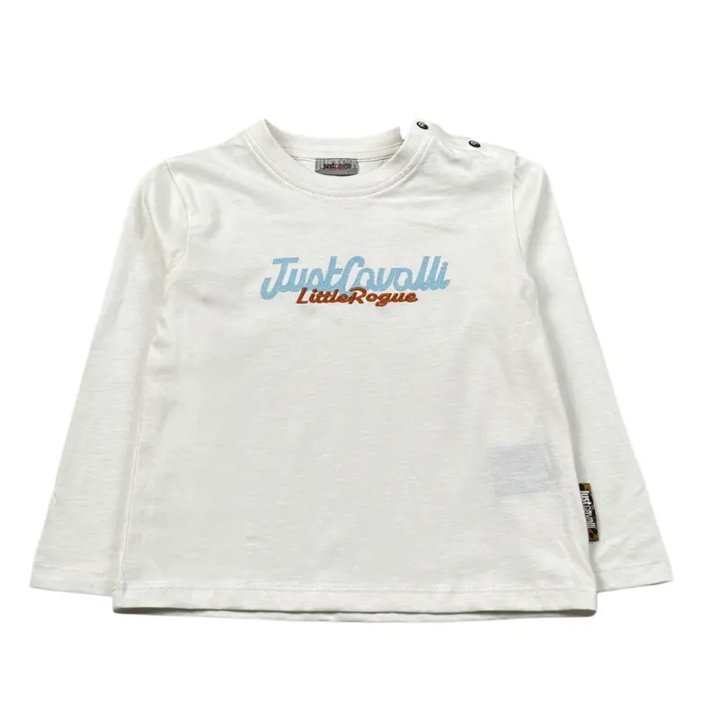 Just Cavalli Shirt Girocollo tinta unita con Logo Panna per Neonata