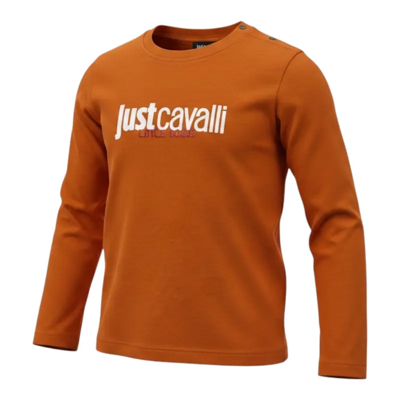 Just Cavalli Shirt tinta unita con Stampa Arancione per Neonato