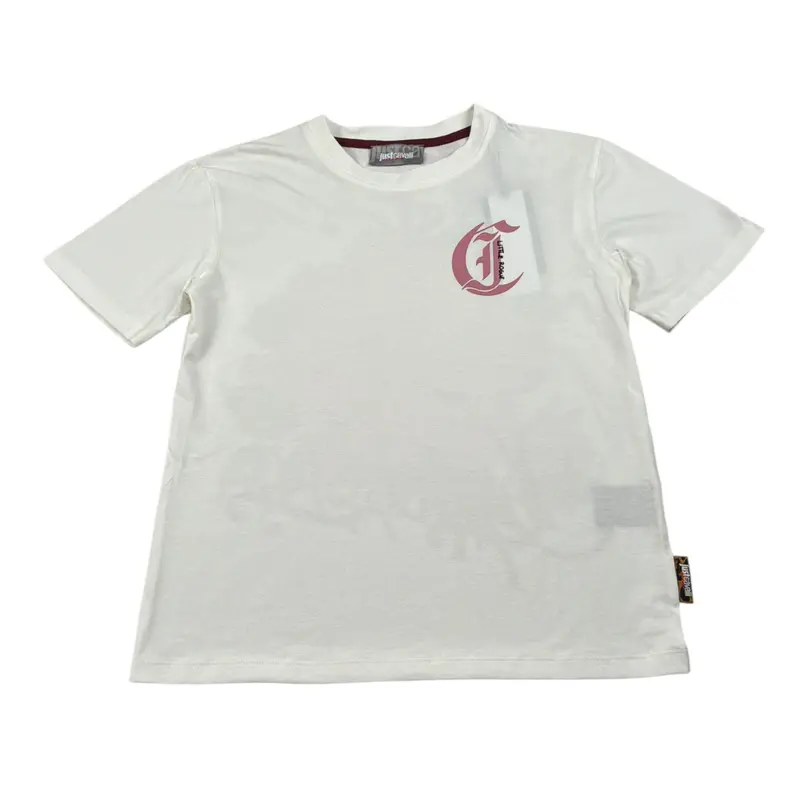 Just Cavalli T-Shirt Girocollo tinta unita con Logo Bianco per Bambina