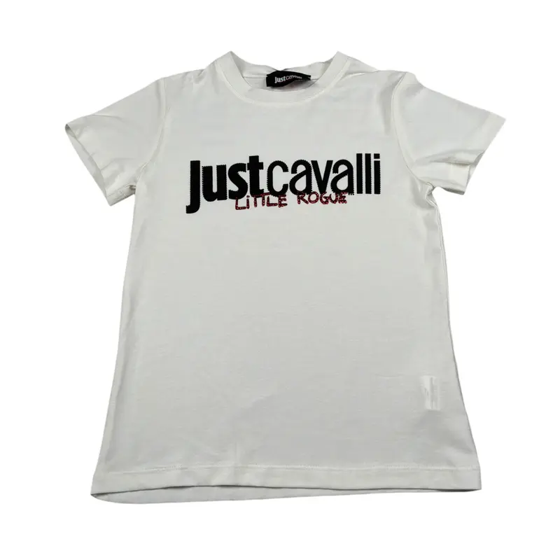 Just Cavalli T-Shirt Girocollo tinta unita con Stampa Bianco per Bambina