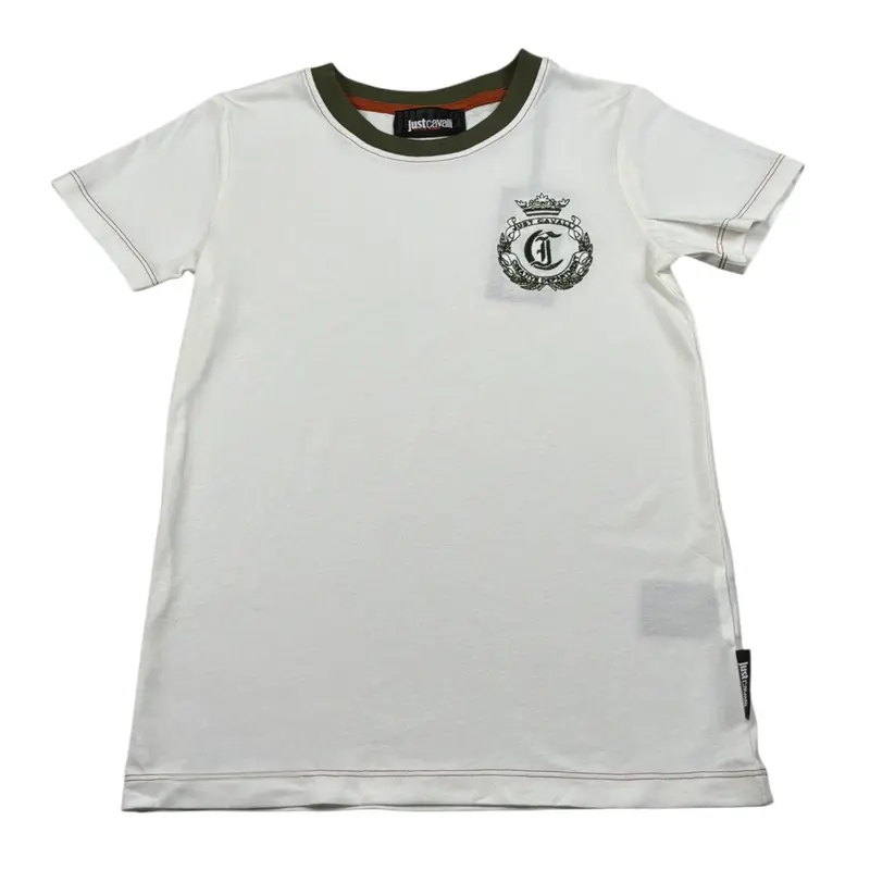 Just Cavalli T-Shirt Girocollo tinta unita con Stampa Bianco per Bambino