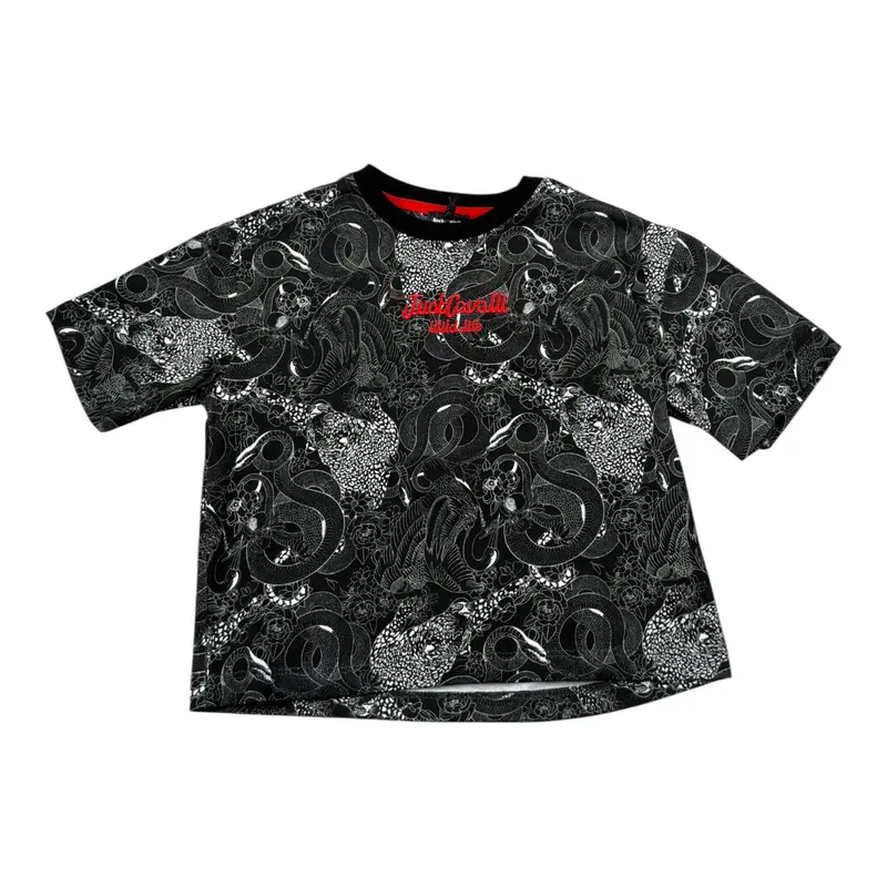 Just Cavalli T-Shirt tinta unita con Fantasia Nero per Neonato