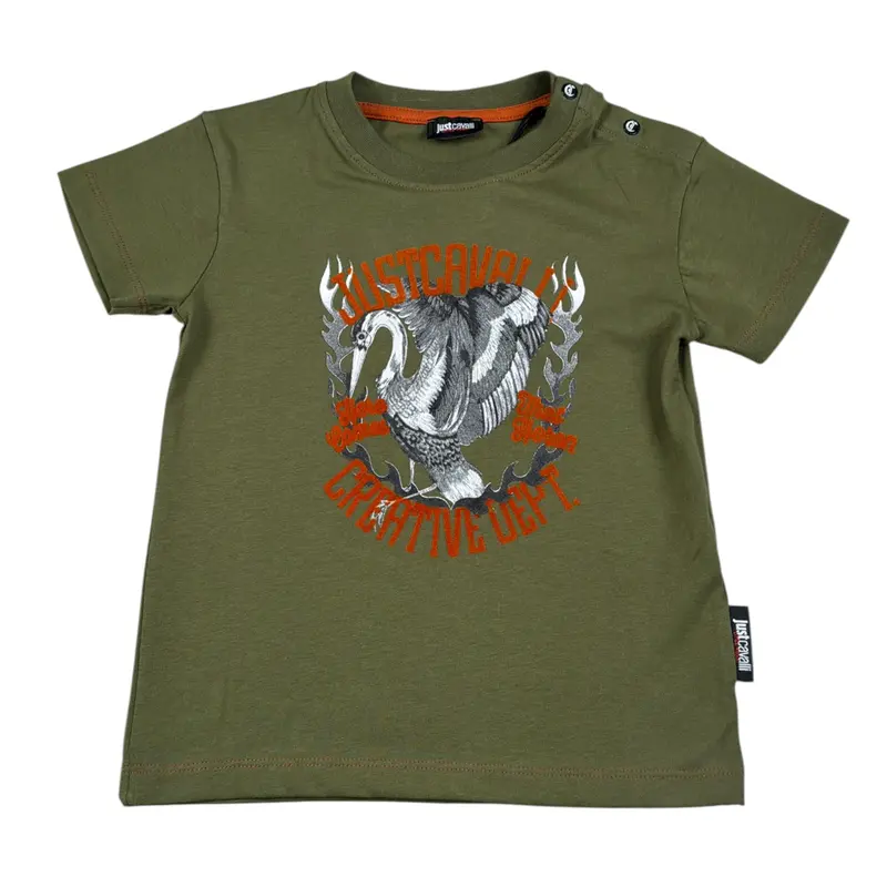 Just Cavalli T-Shirt tinta unita con Stampa Verde per Neonato