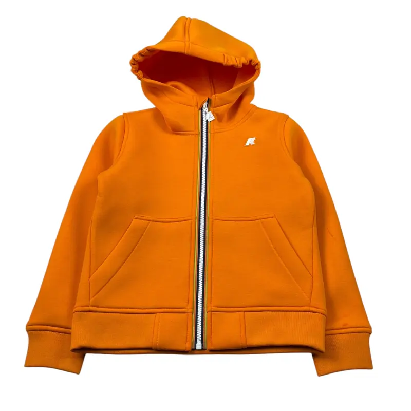 K-Way Felpa con Zip E Cappuccio tinta unita Arancione per Bambino
