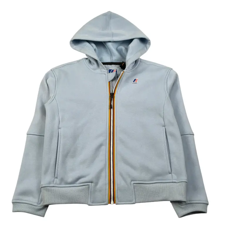 K-Way Felpa con Zip E Cappuccio tinta unita Azzurro per Bambino