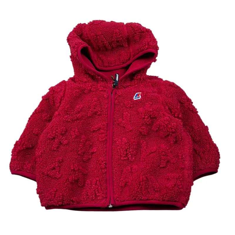K-Way Felpa con Zip E Cappuccio tinta unita Fuxia per Neonata