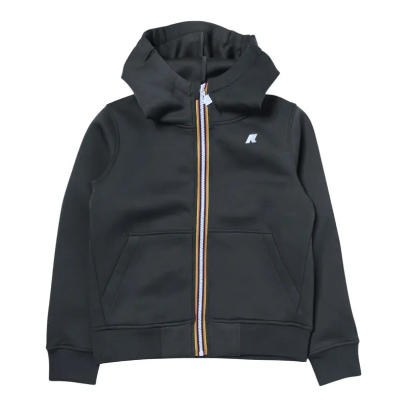 K-Way Felpa con Zip E Cappuccio tinta unita Nero per Bambino