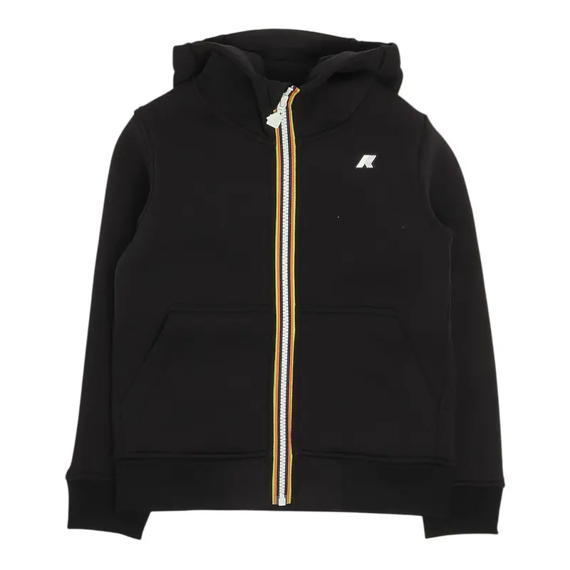 K-Way Felpa con Zip E Cappuccio tinta unita Nero per Bambino