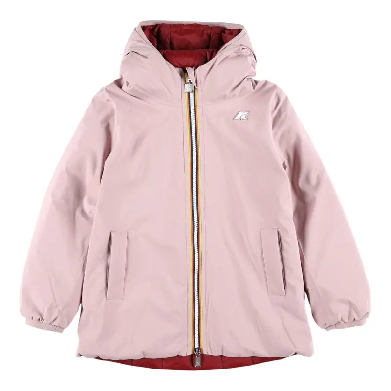 K-Way Giubbino Reversibile Bicolore Rosa/Rosso per Bambina
