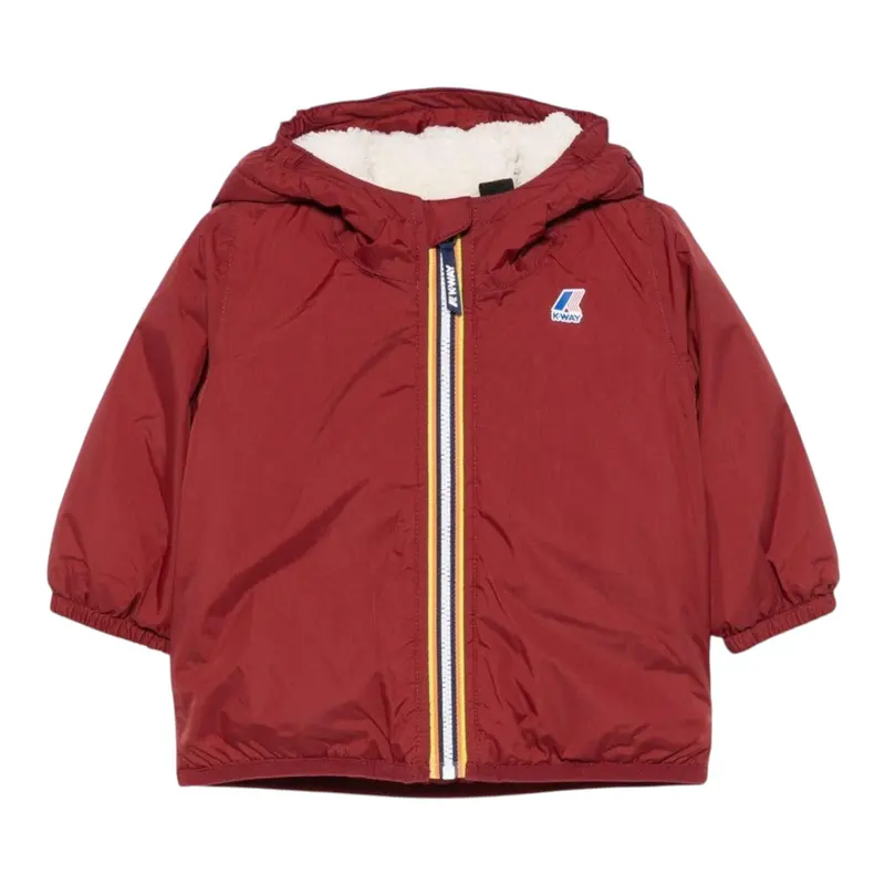 K-Way Giubbino tinta unita con Zip E Cappuccio Bordeaux per Neonato