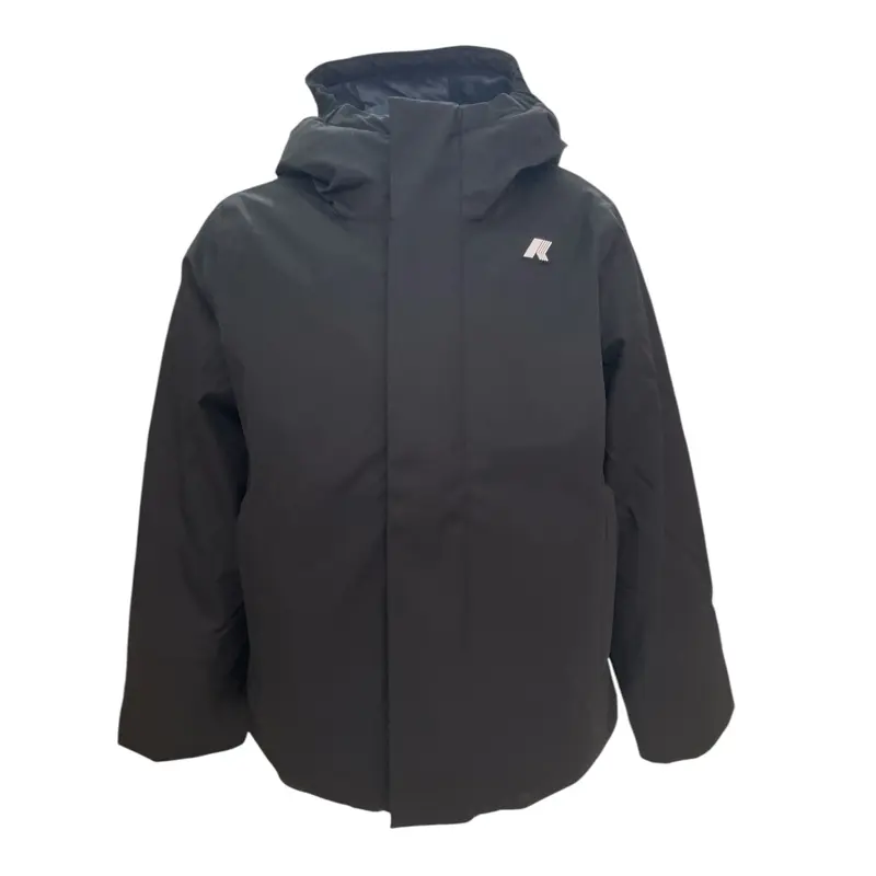 K-Way Giubbino tinta unita con Zip E Cappuccio Nero per Bambino