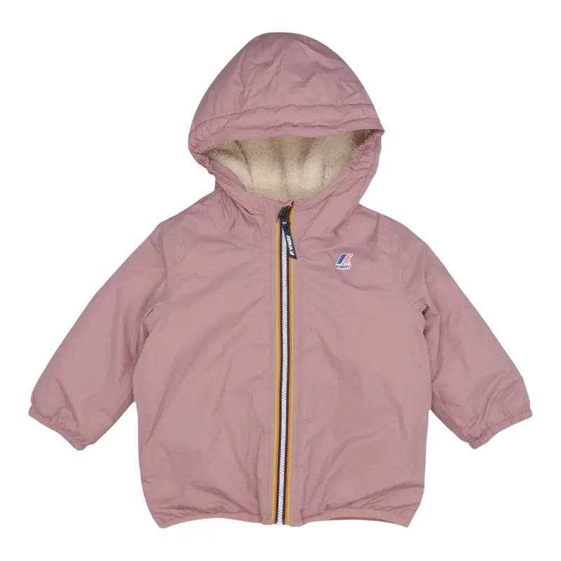 K-Way Giubbino tinta unita con Zip E Cappuccio Rosa per Neonata