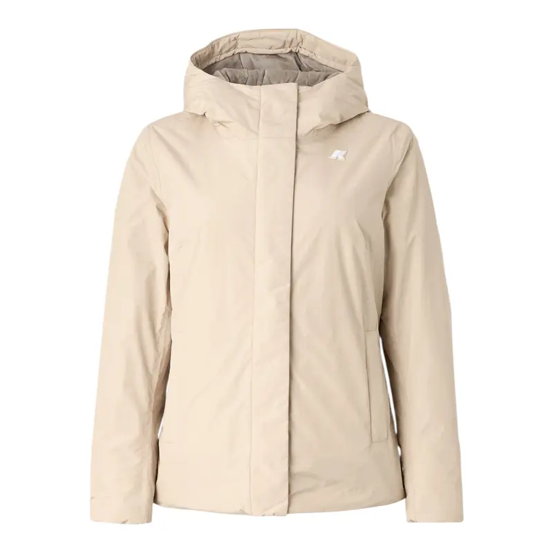 K-Way Giubbino tinta unita Foderato con Zip E Cappuccio Beige per Bambina