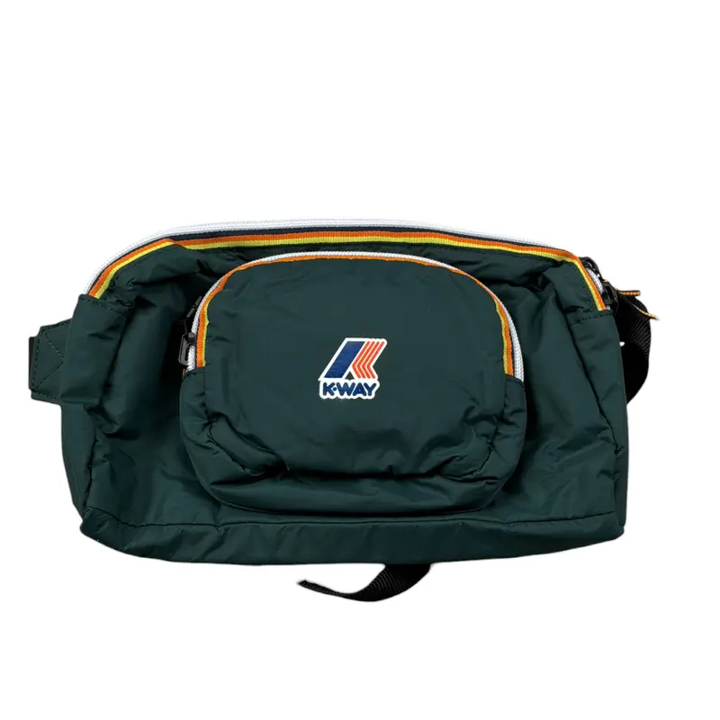 K-Way Marsupio tinta unita con Logo Verde per Bambino