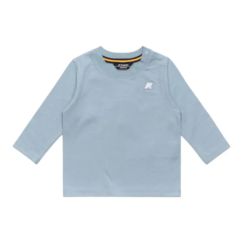 K-Way Shirt Girocollo tinta unita con Logo Azzurro per Neonato